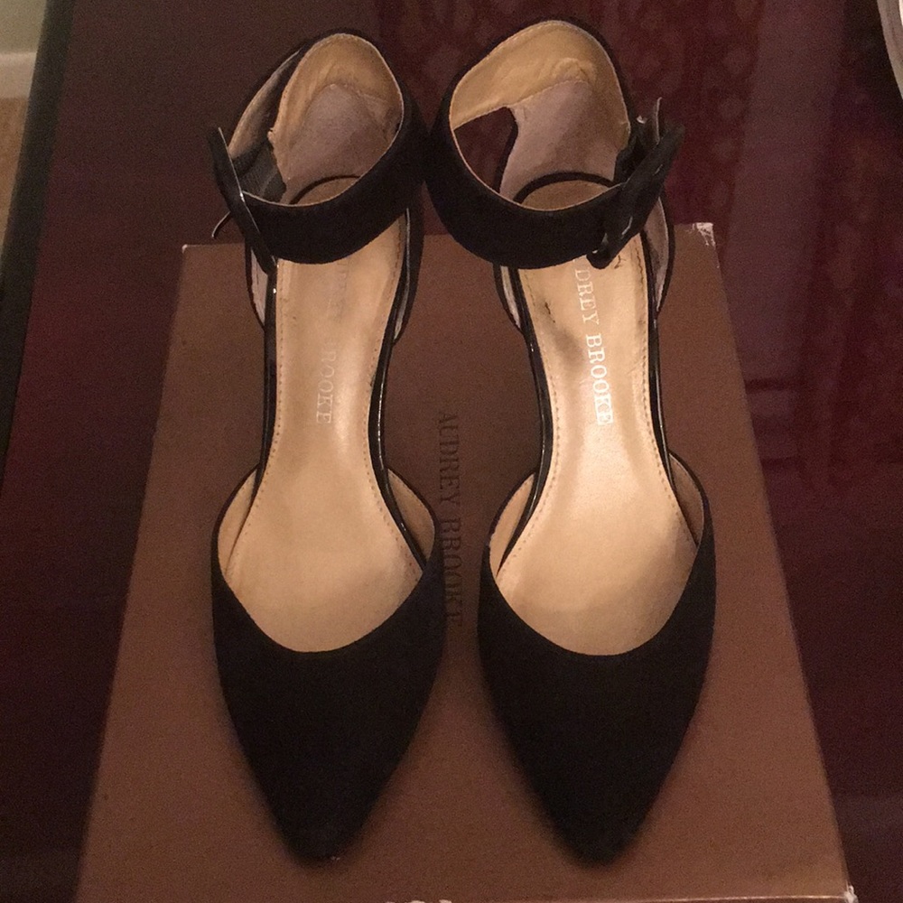 Black suede high heels